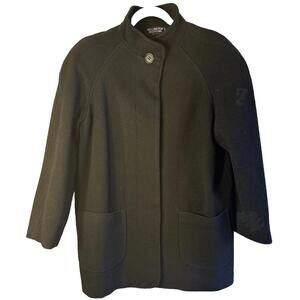 Vintage Wellington Coat Wool Black USA Sz Large? Bust-~44" Hip 45” L 32”